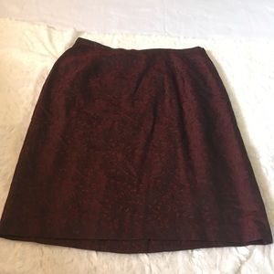 Oscar de la renta deep red floral career skirt